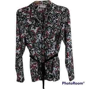 Fred David Stretch Belted LS Open Collar BU Blouse Jacket